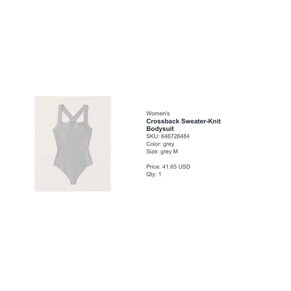 Gray Crossback Sweater-Knit Bodysuit